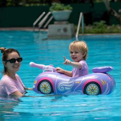 Swimbobo Pool Floats with Water Gun Kids Toddler Floaties (Purple Car)