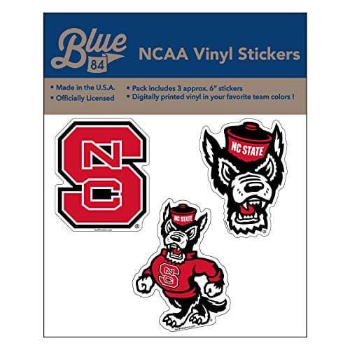 Blue84 NCAA North Carolina State Wolfpack 6" Vinyl Sticker 3-Pack, North Carolina State Wolfpack Red, One Size