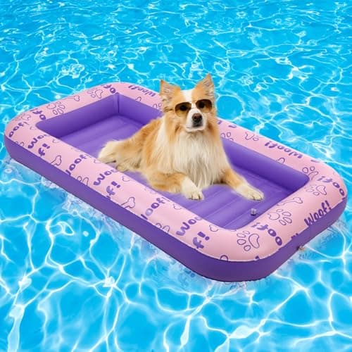 BINGPET Dog Pool Float, Inflatable Floating Raft, Heavy Duty Pet Water Float Bed for Small Medium Large and Extra Large Dogs, Sturdy Comfortable Summer Dog Floatie for Swimming Pool Lake River Beach