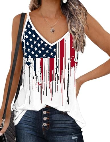 Zeagoo Womens V Neck Camisole Tank Top Strap Sleeveless T Shirt Casual Loose Vest Blouse - S-XXL