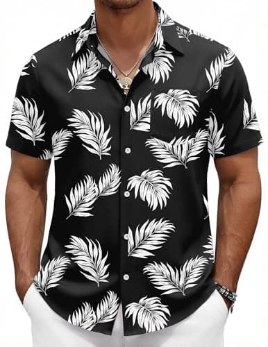 COOFANDY Men's Shirts Short Sleeve Button up Hawaiian Shirts