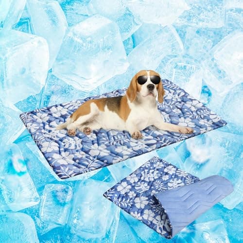 BEAUTYZOO Upgrade Dog Cooling Mat Extra Large, Reversible Self-Cooling Mat for Dogs, Thicken Pet Ice Cool Pad Blanket for Summer Kennel Sofa Bed Floor Car Seat, Machine Washable&Foldable, 48"x28"