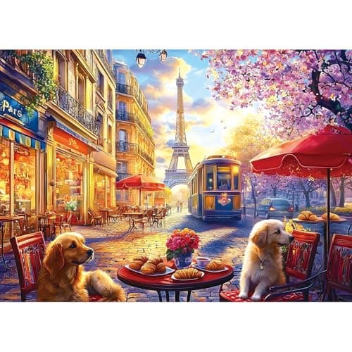 TileJoy 1000 Pieces Puzzle for Adults, Jigsaw Puzzles of Paris Cafe, Perfectly Fitting Pieces, Home Decor Birthday Party Gift for Adults Seniors 27.5" x 19.7"