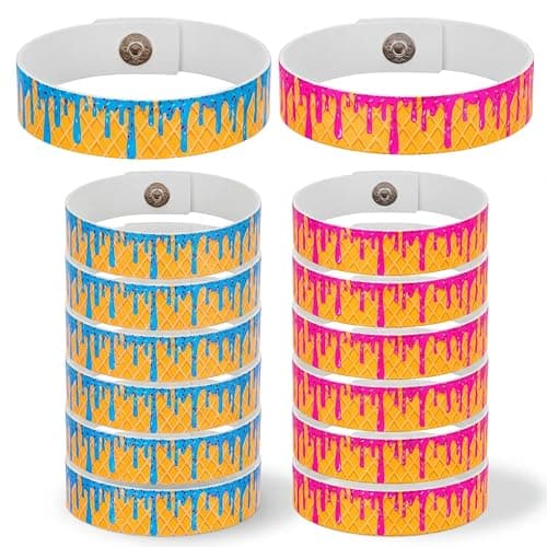 Unittype 12 Pcs Ice Cream Drip Baseball Bracelets Genuine Leather Baseball Wristband Ice Cream Drip Bracelets Jewelry Gifts for Men Women Players Coach Team Sports Party Goodie Bags Stuffers Supplies