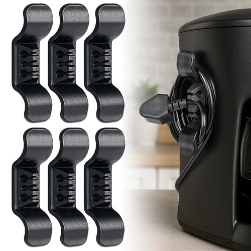 Cord Organizer for Appliance Stick On- Kitchen Appliances Cord Winder, Convenient Cord Wrapper for Mixer, Air Fryers, Juicers, Coffee Machines, Blender, Air Fryers, Black 6Packs