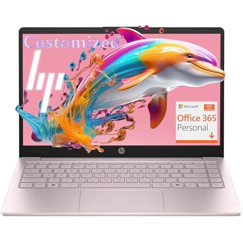 Ripakiya Customized Laptop, Created Using HP 14" Tranquil Pink Laptop for Student, Office 365, Intel N150, 4GB RAM, 128GB Storage, Long Battery Life, Fast Charge, Wi-Fi 6, Copilot AI Key, Windows 11 S
