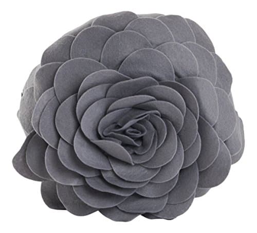 SARO LIFESTYLE Flower Design Poly Filled Throw Pillow, Slate, 13"