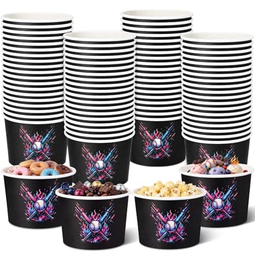 Hsei 60 Pcs 16oz Ice Cream Drip Disposable Ice Cream Cups Paper Snack Bowls