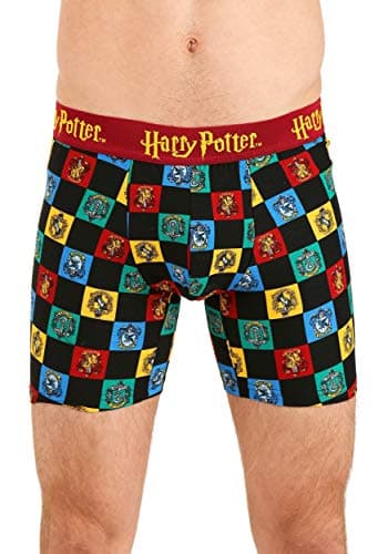 Underboss Men's Harry Potter Hogwarts House Mascots Boxer Brief (Medium) Black