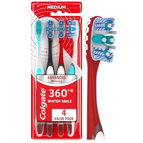 Colgate 360 Advanced Whitening Toothbrushes, Medium, 4 Pack