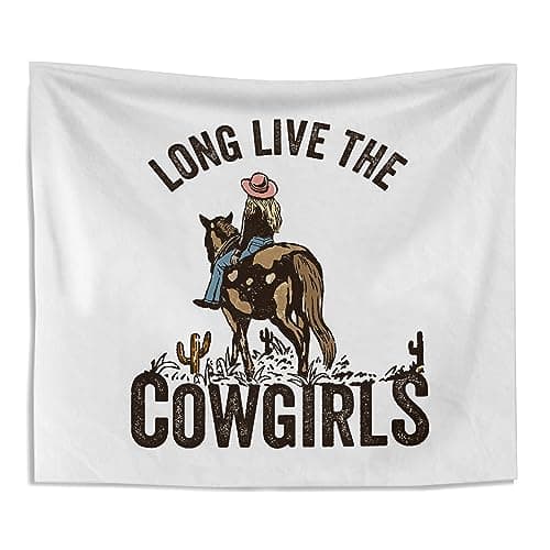 Knibe Horse Cowgirl Tapestry - Western Girl Decor, 50x60 Inch Country Tapestry for Teen Girls' Rooms
