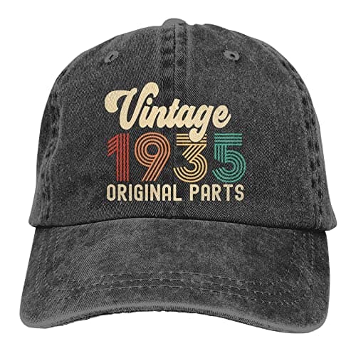 91th Birthday Gifts for Men Women, Vintage 1935 Hat Original Parts, Funny Adjustable Cotton Printed 91 Years Old Birthday Decorations Baseball Cap, Birthday Gift for Dad Mom Grandfather Grandmother
