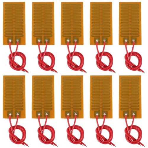 JUZITAO 10pcs 25mmx50mm Film Heater Plate Adhesive Pad, PI Heating Elements Film 12V 7W Strip Heater Adhesive Polyimide Heater Plate