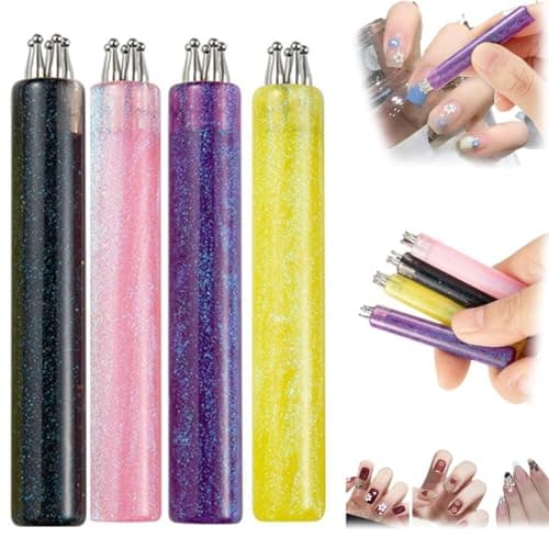 5 Petal Flower Nail Dotting Pen - 1.8mm Fine Tip One Stroke Flower Design Tool for Nail Art, Rhinestone Picker & Dotting Tool, Perfect DIY Manicure Pen for Beginners, Enthusiasts (Colorful-4pcs)