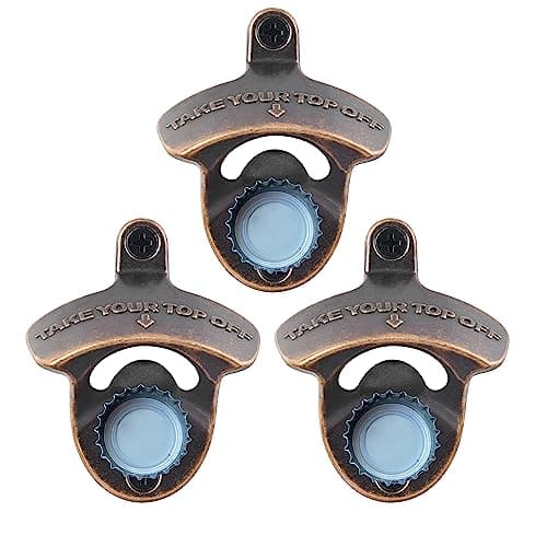 Jumiok Rustic Magnetic Wall Mounted Beer Bottle Top Opener 3 Packs