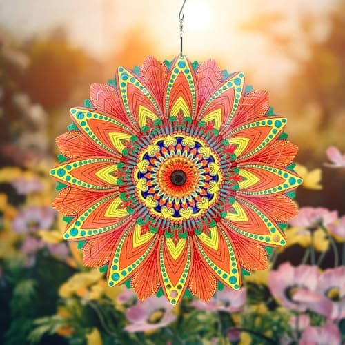 DLNNBKB Wind Spinner Colorful Sunflower 12 inch 3D Stainless Steel