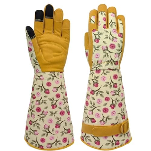 MSUPSAV Gauntlet Gardening Glove,Work Glove,Gardener,Medium,Yellow Rose