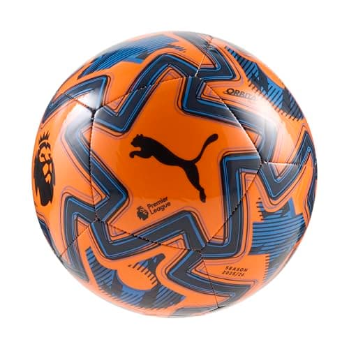 Puma Unisex Orbita Play Premier League Machine Stitched Soccer Ball, Orange Glo-Racing Blue- Black AH25, 4 Puma Orbita Play Pl Brilliance