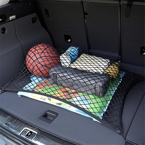 Bcicada Trunk Cargo Elastic Net, Car Organizer 28"x24" Stretch to 56"x48", Heavy Duty with 6-Steel Hooks+4 ABS Hook