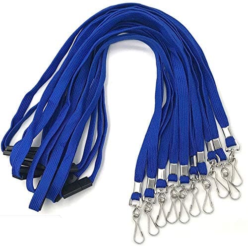 Beebel Safety Lanyards Premium Breakaway Blue Lanyard Comfortable Neck Straps Lanyards Swivel J Hook for ID Badges 25 Pack