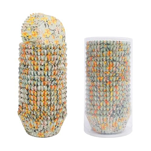SKIDEC Floral Standard Cupcake Liners 400 Count Paper Baking Cups Food Grade Disposable Cupcake Wrappers, Green