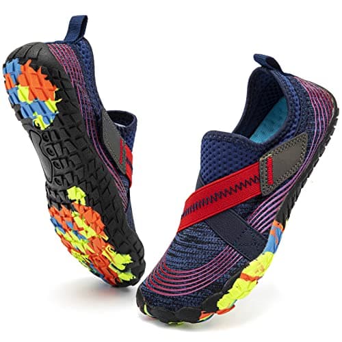 CIOR Kids Water Shoes Boys & Girls Aqua Athletic Sneakers Fast Dry Lightweight Socks Barefoot Beach Sport Shoes(Toddler/Little Kid/Big Kid) U121WZ547.EL-Navy.Red-27