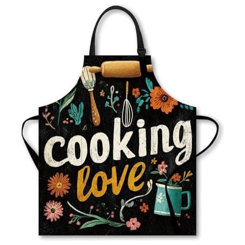 Nuxovilar Cooking Love Floral Tool Bib 26.8x30.7 Inch Polyester