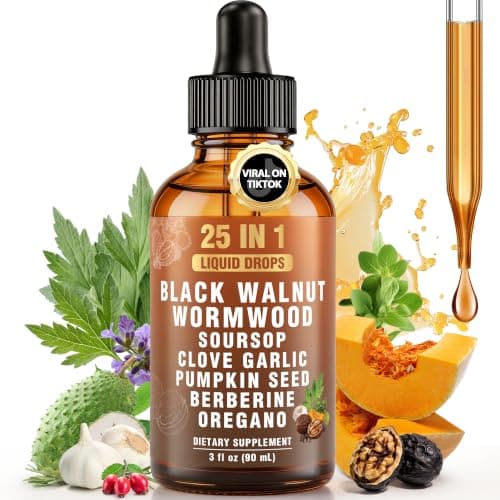 Dobeko 25-in-1 Liposomal Wormwood Black Walnut Cleanse Drops with Clove, Garlic, Pumpkin Seed, Oregano & Berberine | Gut & Digestive Support | 98% Bioavailability | Gentle Intestinal Formula - 90ml