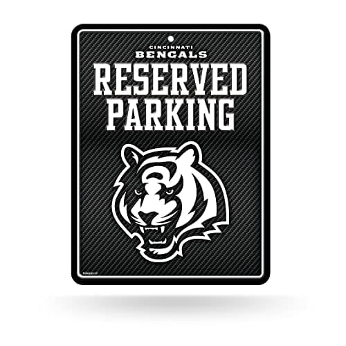 Rico Industries NFL Football Cincinnati Bengals Carbon Fiber 8.5" x 11" Carbon Fiber Metal Parking Sign - Great for Man Cave, Bed Room, Office, Home Décor
