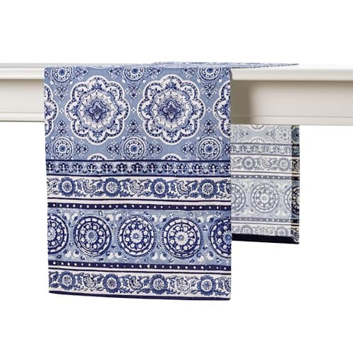 Maison d' Hermine Table Runner 100% Cotton Single Layer Table Runners 72 inches Long Decorative for Home Kitchen Dining Party Farmhouse Hotel Restaurants Spring Summer - Melodie Bleue