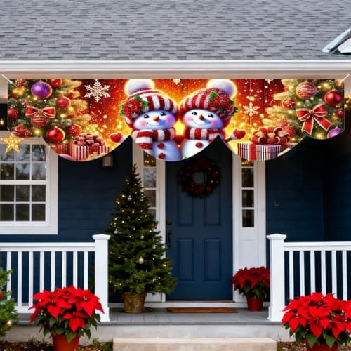 Nuxovilar Snowmen Porch Wave Banner 19.68x78.74 Polyester