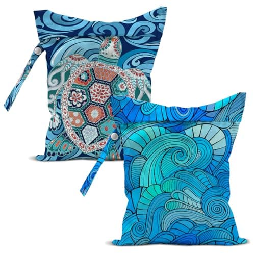 2 Pcs Sea Turtle Wet Bags Reusable Zipper Pouch, Sea Turtle Gifts for Women