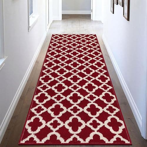 U'Artlines Washable Hallway Runner Rug 2x6', Non-Slip Kitchen Runner Red
