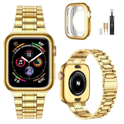 MioHHR Solid Stainless Steel Band Compatible for Apple Watch 46mm Women Men