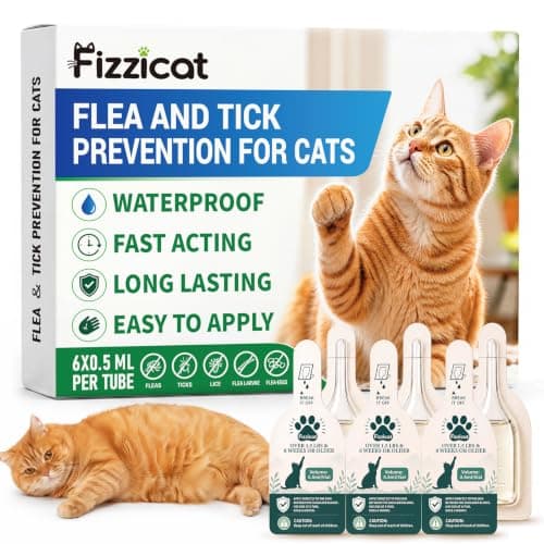 New Fizzicat Flea and Tick Prevention for Cats & Kittens, Topical Cat Flea and Tick Treatment Fast-Acting & Long Lasting 6-Dose Supply