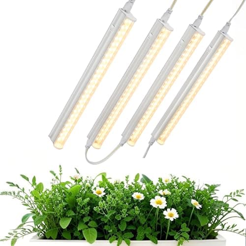 JhauvMw T5 1FT 0.3M 6W×4 Warm Light 3000K Grow Light Tubes,Full Spectrum LED Grow Lights,6W Energy Efficient,Plug & Play,for Hydroponics/Soil Seedlings Vegetables Herbs Flower (4 Packs)