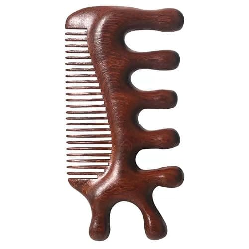 4 in 1 Sandalwood Gua Sha Massager, Scraping Massage Comb, Meridians Tool for Hair, Face, Eye Neck Body Massage