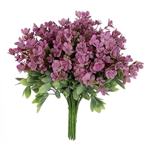 Grand Verde Wildflowers Artificial Flowers Plastic Bouquets Real Touch Faux Ranunculus DIY Home Decor Outdoors Garden Patio Balcony Wedding Decoration, Bulk 10pcs (Magenta Violet)