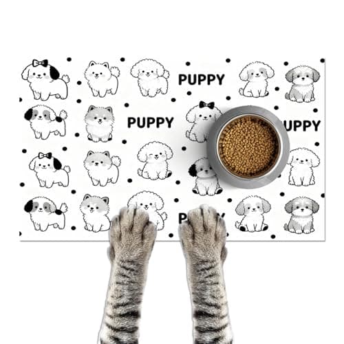 HOMETITUTE Puppy Feeding Mat Easy Clean Bowl Placemat 20 x 12 Inch