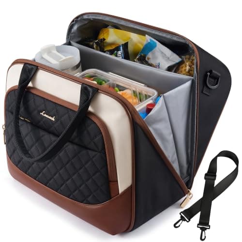 LOVEVOOK Insulated Lunch Bag for Women,Large Adult Lunch Box Cooler with Anti-Shifting Triangular Lid,Fixing Buckle for 40oz Tumbler,Wide Opening Tote Bag for Work Picnic Beach Family Nurse Teacher