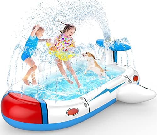 Kiddie Pool Splash Pad for Kids 68" x 38" x 21.5" | 3-in-1 Inflatable Sprinkler Pool for Toddlers Ages 3-8, Backyard Water Play Mat, Outdoor Summer Wading Pool for Boys & Girls
