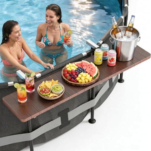 Utheer Folding Pool Bar Table for Above Ground Pools, Drinks Within Reach