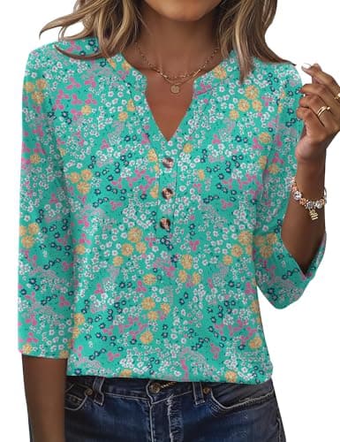 Rapbin Womens 3/4 Sleeve Long Sleeve Tunic Tops Womens Work Blouse Fall Teacher Outfit 2025 Dressy Woman Clothing S