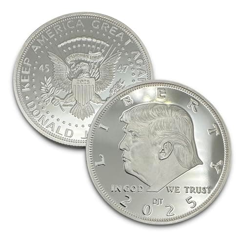 President Donald J. Trump 2025 Silver American Eagle Challenge Coin with Certificate of Authenticity, Oval Office, Trump Coin Collectors Souvenir, Silver Plated, 38mm x 2mm in Protective case