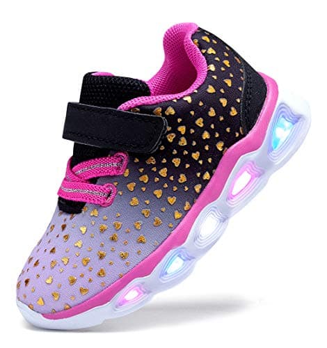 SINOSKY Toddler Girls Led Shoes Kids Light Up Sneakers (13 Little Kid,Mauve)