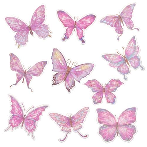 Shimmeroo 50Pcs 3D Butterfly Stickers - Removable PVC Butterflies Wall Stickers, Multi-Size DIY Wall Art Decal for Room Bedroom Classroom Party Decoration(Pink)