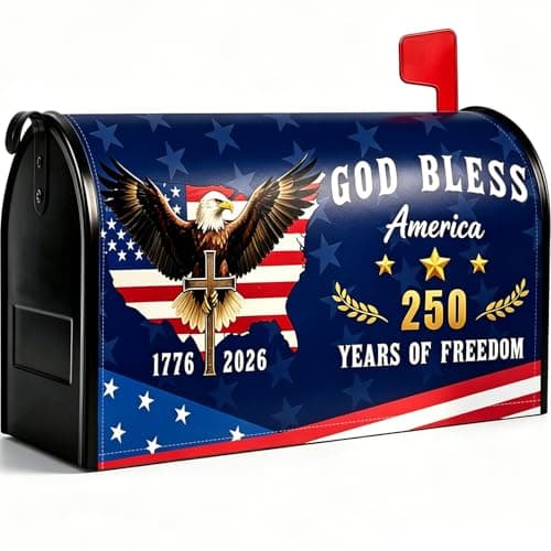 USA 250th Anniversary Mailbox Covers Magnetic Standard Size, 4th of July Independence Day Patriotic Mailbox Wrap with Eagle Cross and American Map, God Bless America 1776-2026 Yard Decor 21x18 Inches