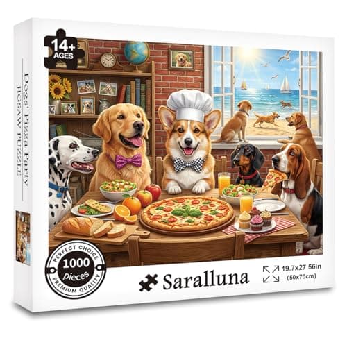 Saralluna Dogs Seaside Dinner Puzzle for Adults 1000 Pieces