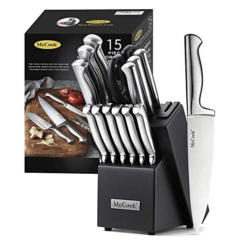 McCook Knife Set Sharp Kitchen Knife Block Set w Built-in Sharpener