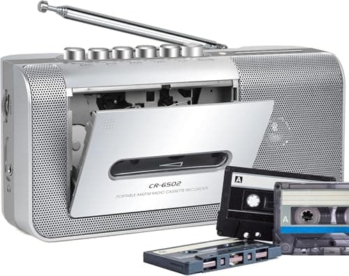 Gracioso Portable Cassette Recorder Player, Cassette Tape Player Recorder with AM/FM,Build-in Loud Speaker,Microphone,3.5mm Earphone Jack,Powered by AC or AA Battery for Gift,Home